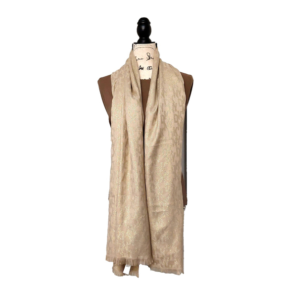 Michael Kors x DKNY Gold Metallic Monogram Logo Scarf Fall Winter NWT - Picture 4 of 5